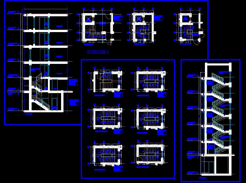 R.C.C. Staircase DWG for Residential & Commercial Use